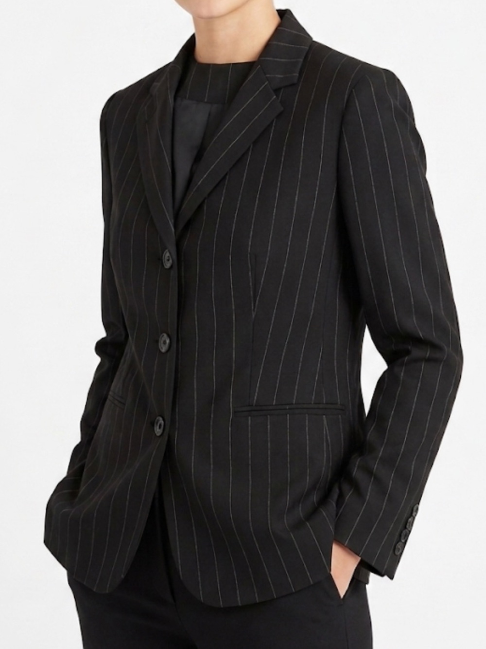 Lauren Ralph Lauren Black Pinstripe Wool-Blend Blazer Women’s Size 10